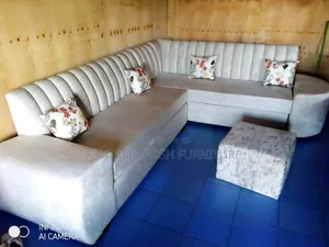 Elegant Light-Grey L-Shaped Sofa Set
