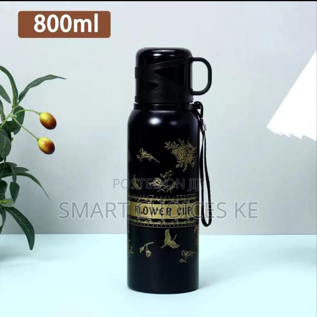 600ml Capacity Black Flower Cup Vacuum Flask - thumbnail 5