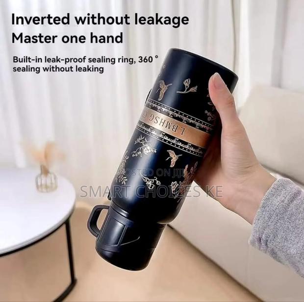 600ml Capacity Black Flower Cup Vacuum Flask - thumbnail 6