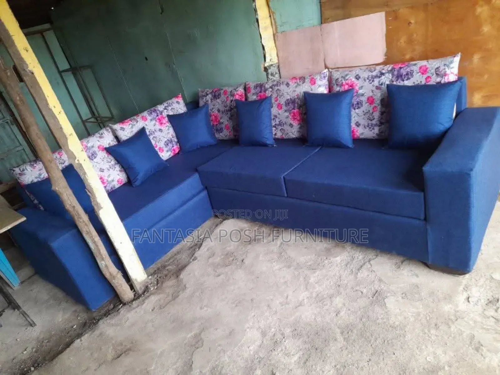 Blue Floral Sectional Sofa