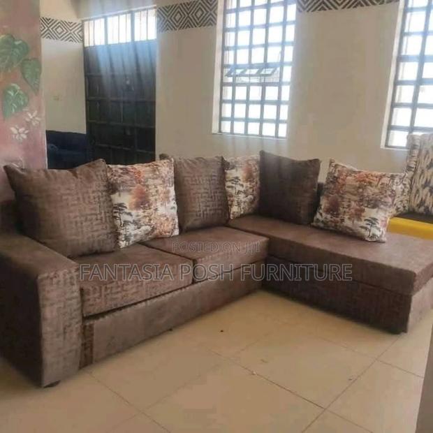 5-Seater Stylish Brown L-Shaped Sofa - Free Delivery