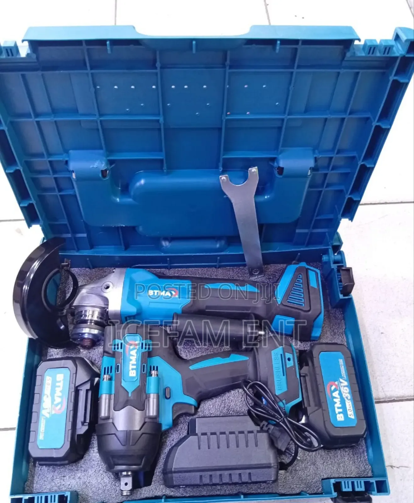 Btmax Brushless Cordless Combo/4 5" Grinder+Impact Wrench