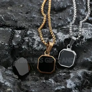Blackgold Silver Pendant Long Chain Necklace for Men