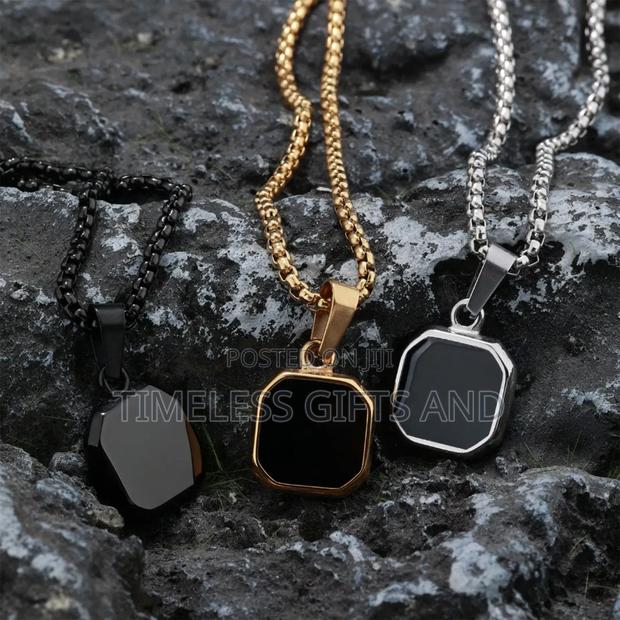 Blackgold Silver Pendant Long Chain Necklace for Men