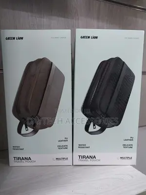 The Green Lion Tirana Travel Pouch in Black and Brown Colors.