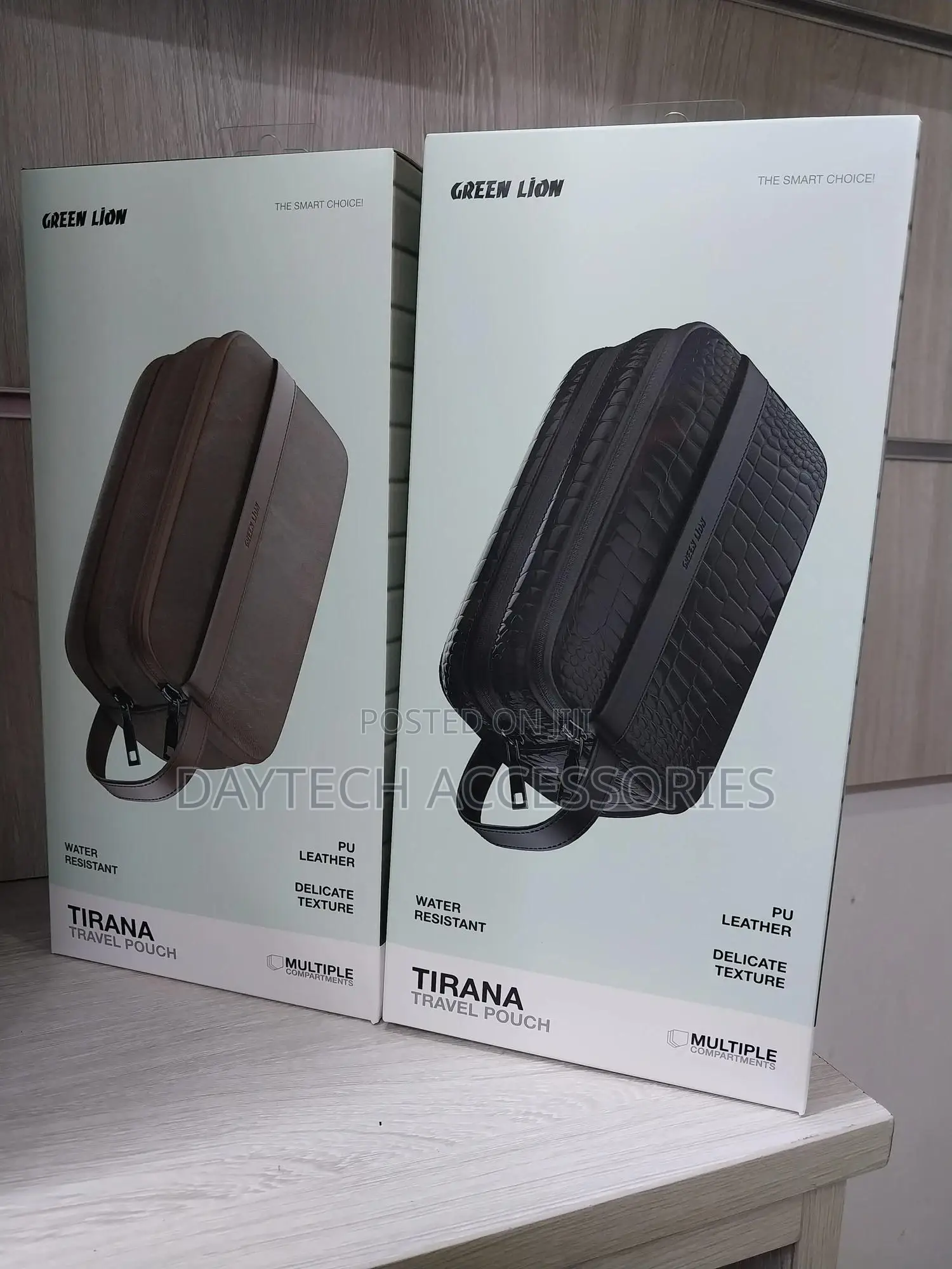 Green Lion Tirana Travel Pouch Premium Pu Leather Zipper Design –Black