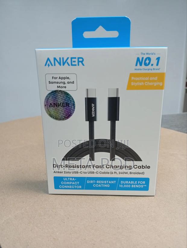 Anker Zolo Usb-C to Usb-C Cable Braided 6ft 240w Braided