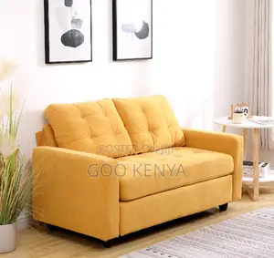 Home Sofa; 2-Seater Wooden-Leg Fabric Love-Seat Home Sofa