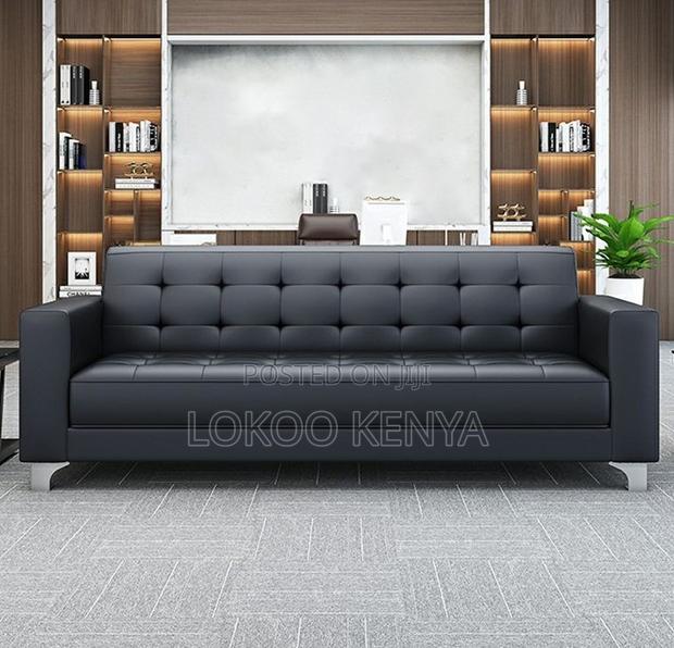 Sofa; Executive 3 Seater Black Leather Office Waiting Sofa