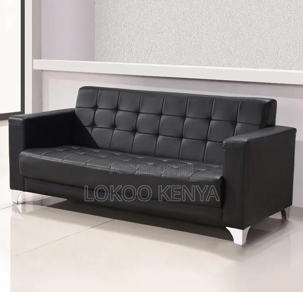 Sofa; Executive 3 Seater Black Leather Office Waiting Sofa - thumbnail 5