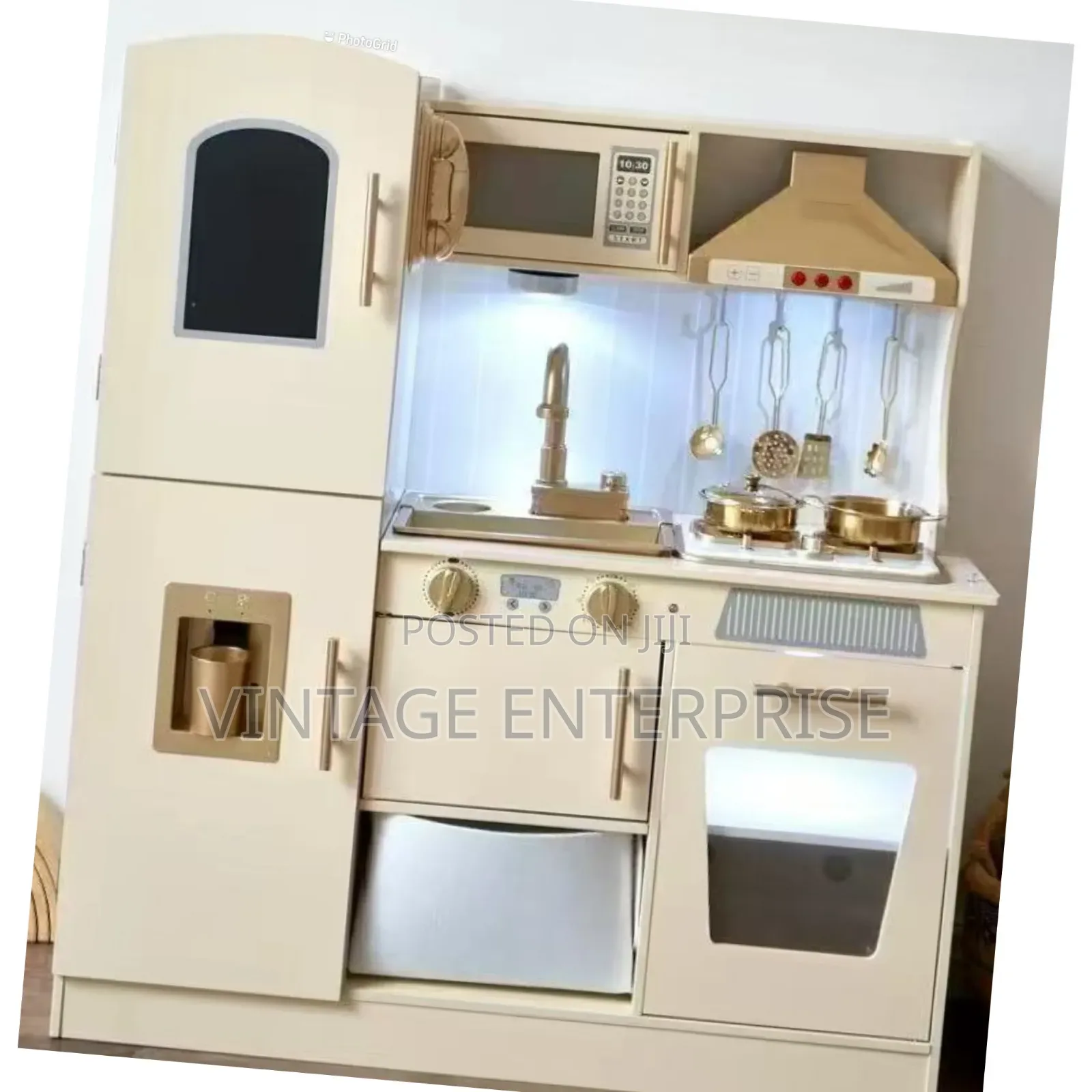 Kitchen Wooden Toy for Kids With Microwave Play Sink Ice Maker Oven