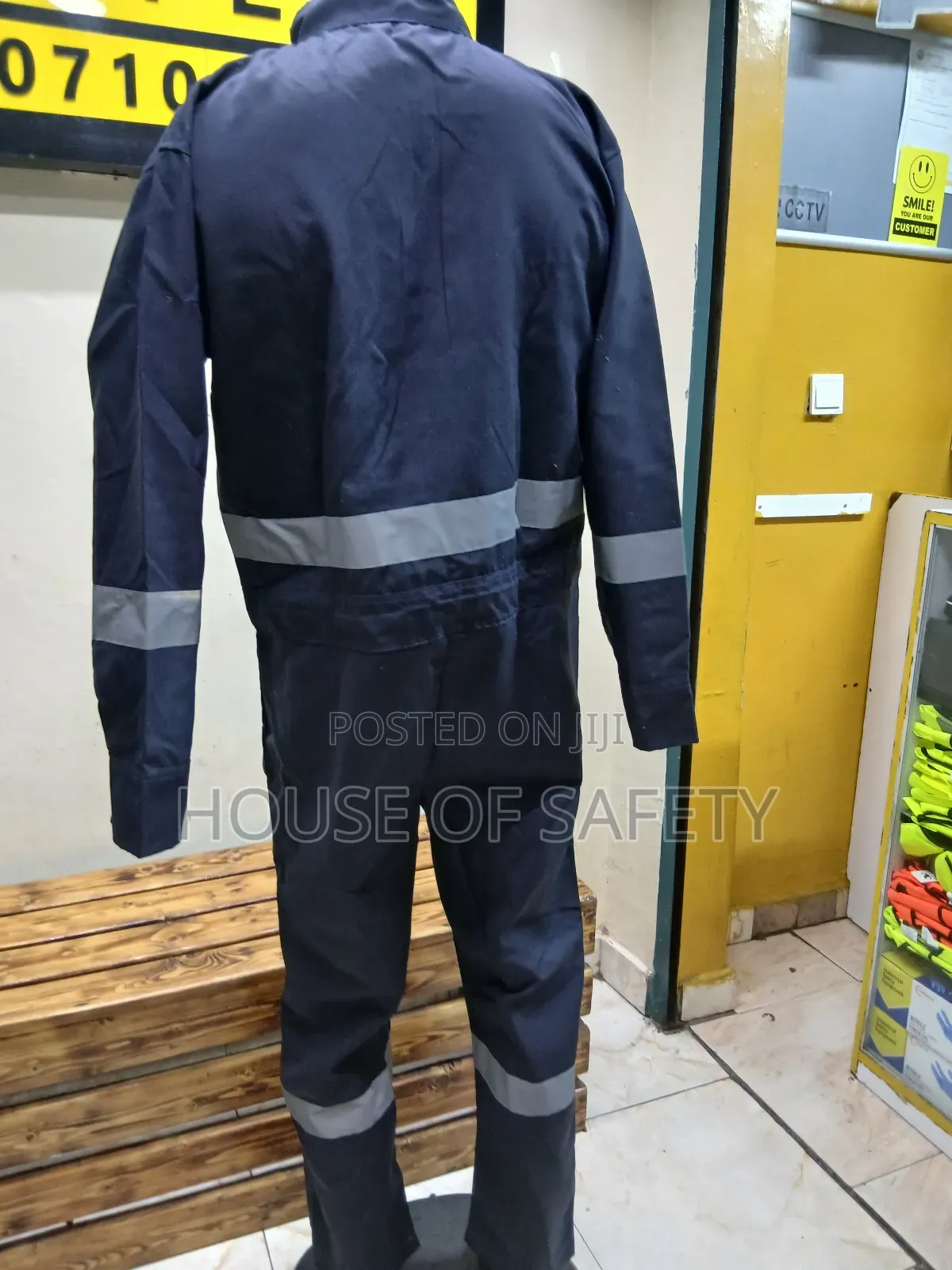 Slim Fit Navy Blue Overall With Reflector