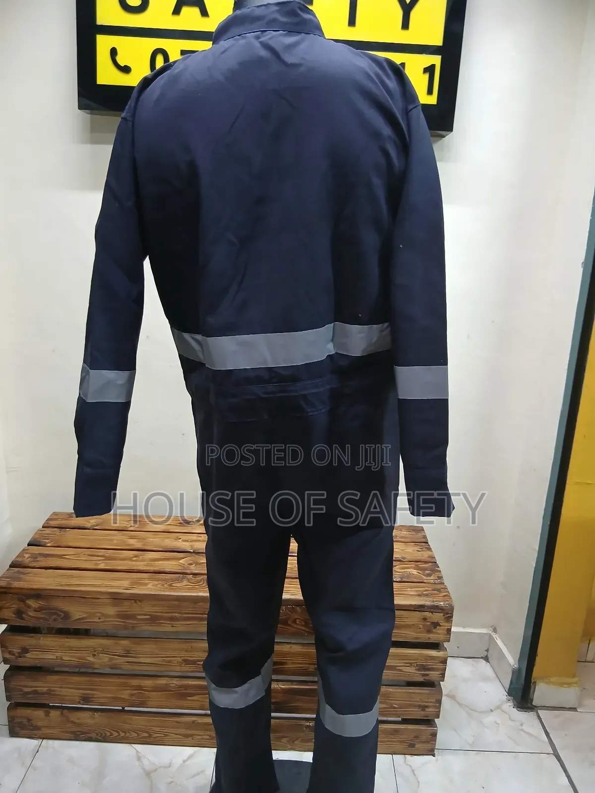 Slim Fit Navy Blue Overall With Reflector