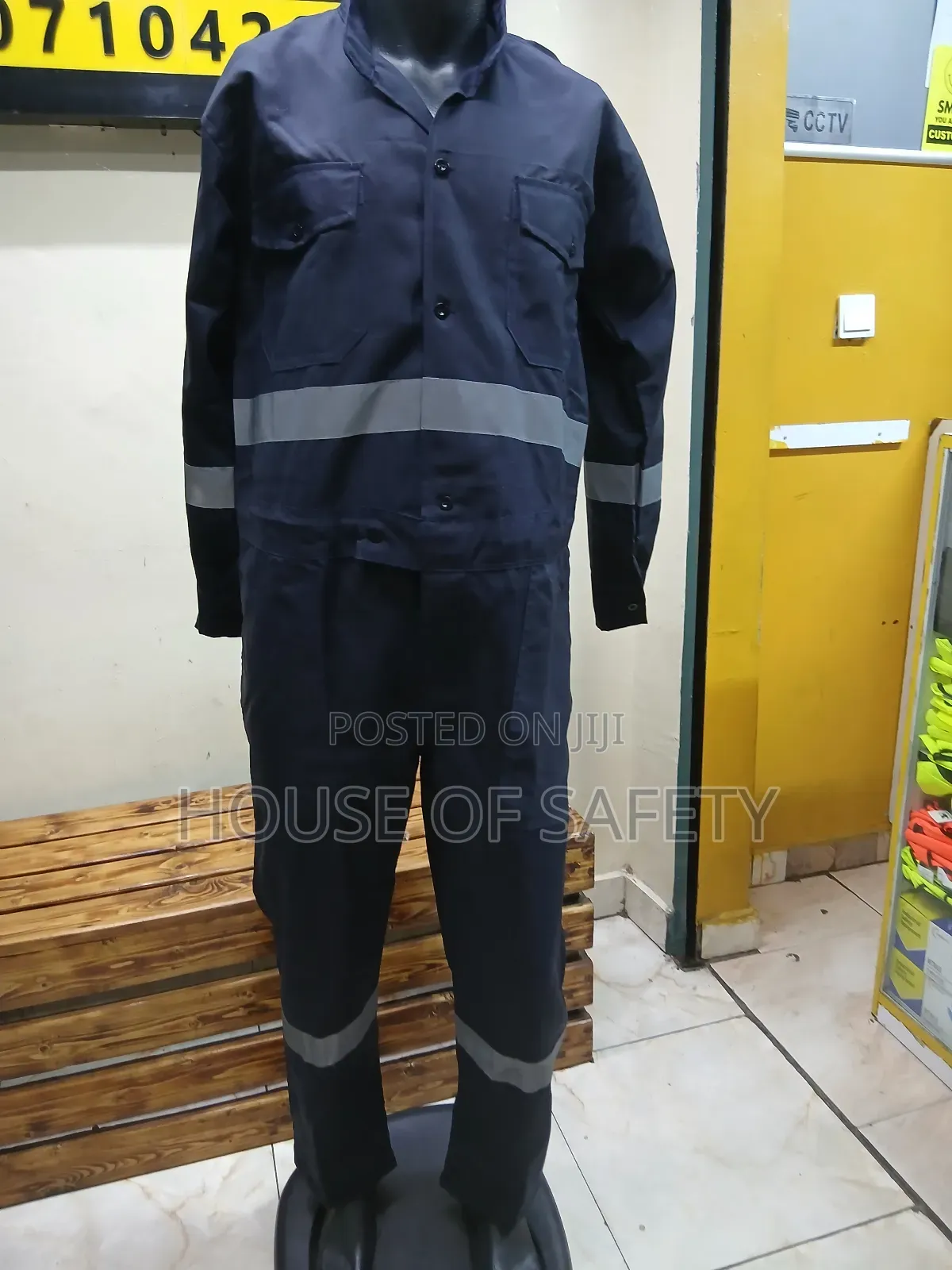 Dark Blue Reflector Safety Overall Dirt and Tear Resistant