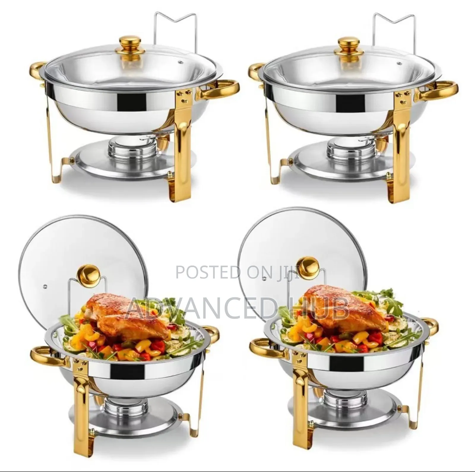 Elegant Round Stainless Steel Chafing Dish,(5 Litres)