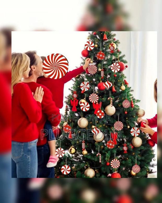 12pcs Wooden Red Candy Windmill Cane Christmas Tree Decoration - main view