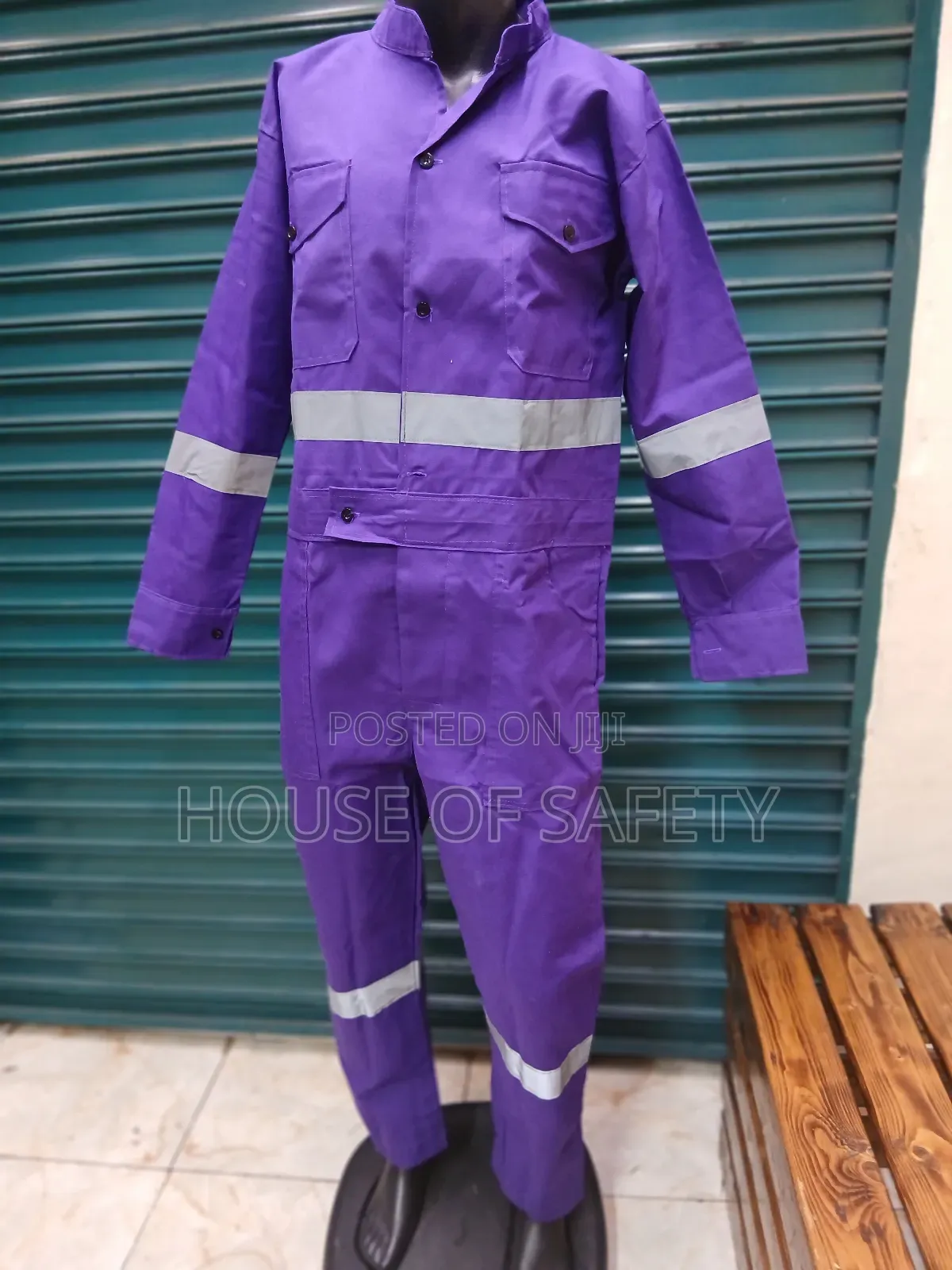 Purple Reflective Overall With Silver Reflector Strips