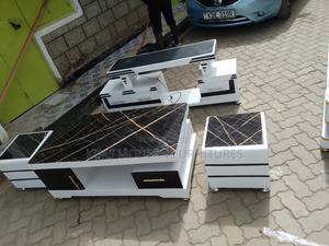 Table + 2 Stools And Tv Stand With Led Lights - thumbnail 2