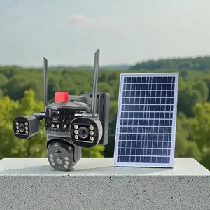 4g Solar Camera Multiple Lens Light Alarm Siren Remote Live View