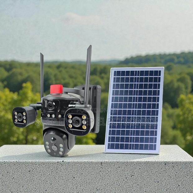 4g Solar Camera Multiple Lens Light Alarm Siren Remote Live View