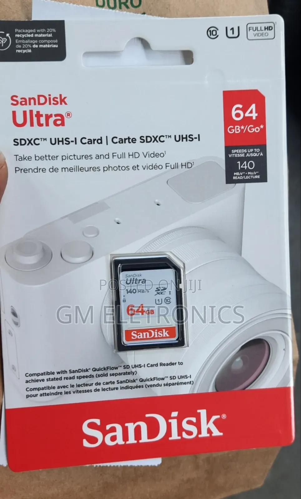 Original 64gb Ultra (140mb/S) Uhs-I SDXC Memory Card (Class 10).