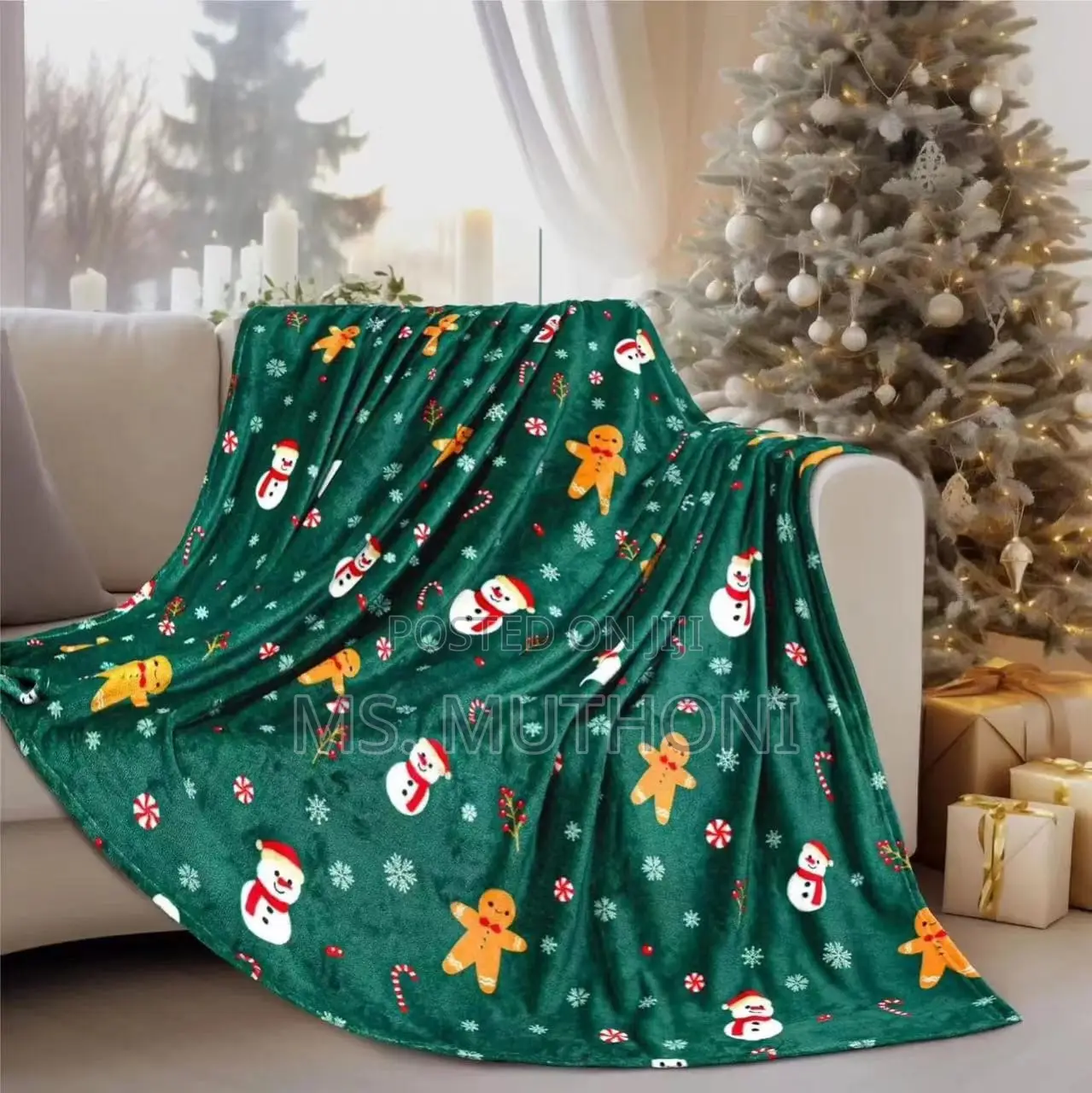 Flannel Christmas Themed Premium Sherpa Fleece Throw Blanket*