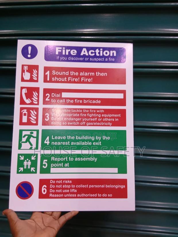 Safety Rectangular Shape Fire Action Signages - main view