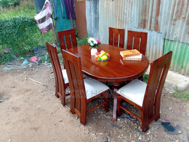 Dining Table, All Wooden Chocolate Brown Dining Table, 6 Seater