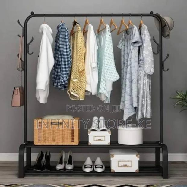 Cloth Rack With Double Lower Storage