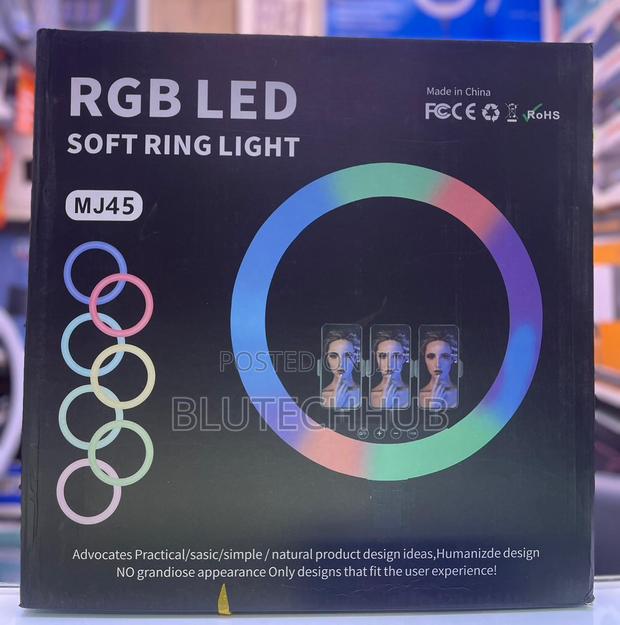 18-Inch Mj45 RGB Ring Light With 3 Holders, Adapter Touch Controls