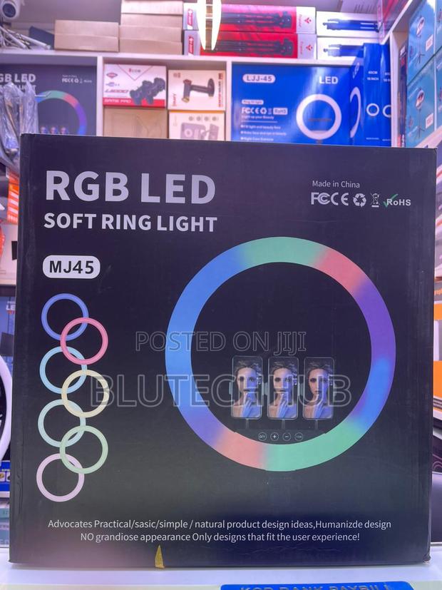 18-Inch Mj45 RGB Ring Light With 3 Holders, Adapter Touch Controls - thumbnail 2