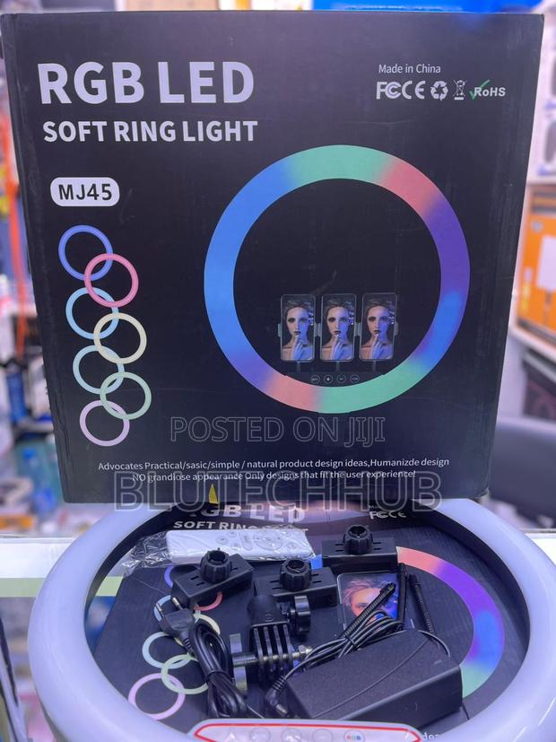 18-Inch Mj45 RGB Ring Light With 3 Holders, Adapter Touch Controls - thumbnail 3