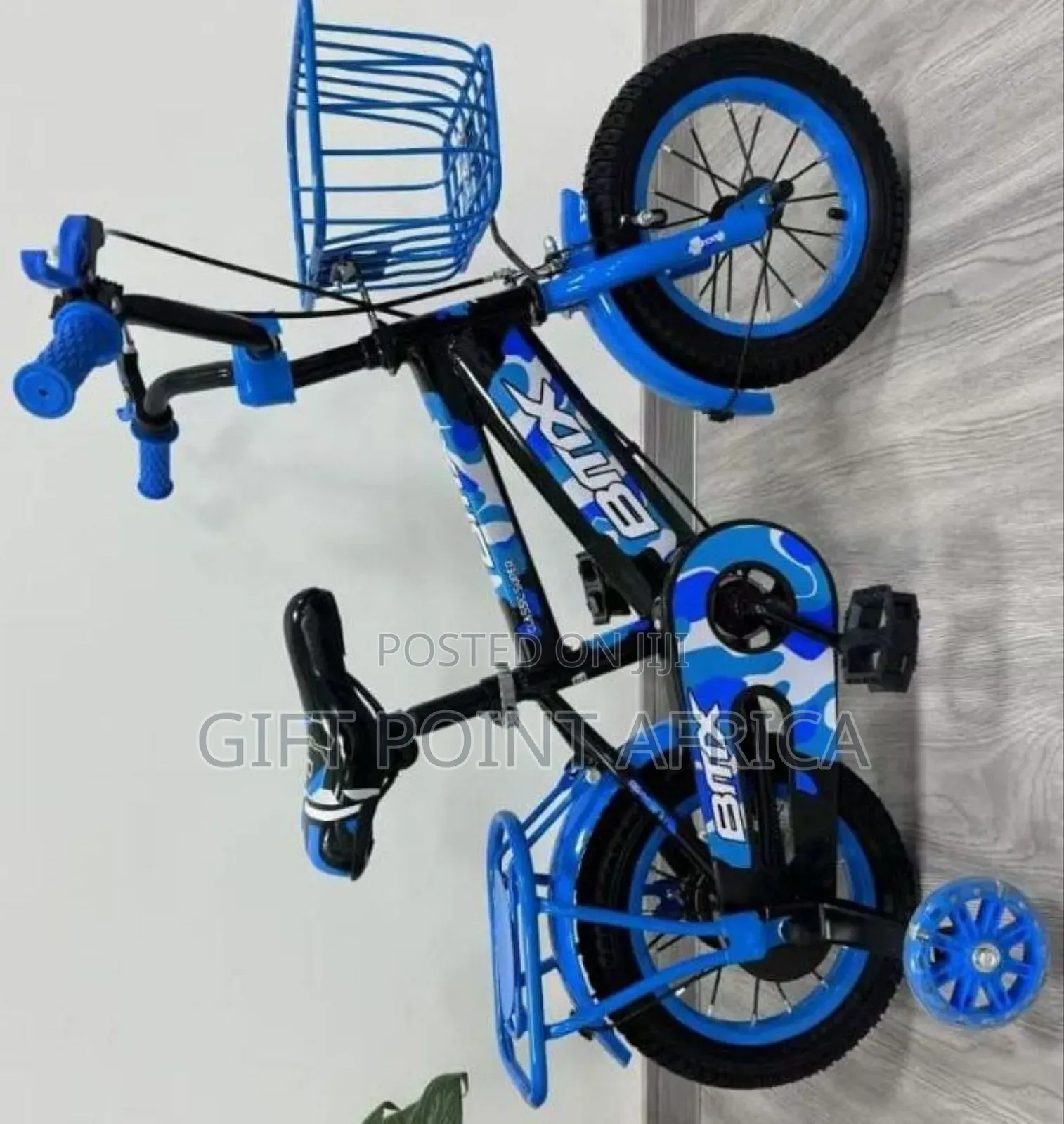 Bmx Size 12 Bike With Adjustable Seat, Training Wheels Bell And Basket