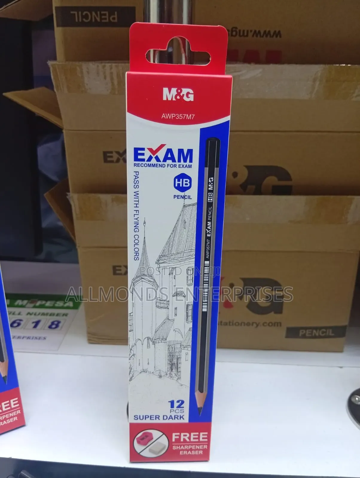 A Packet of 12pcs M G Super Dark Hp Pencil- Free Eraser and Sharpener