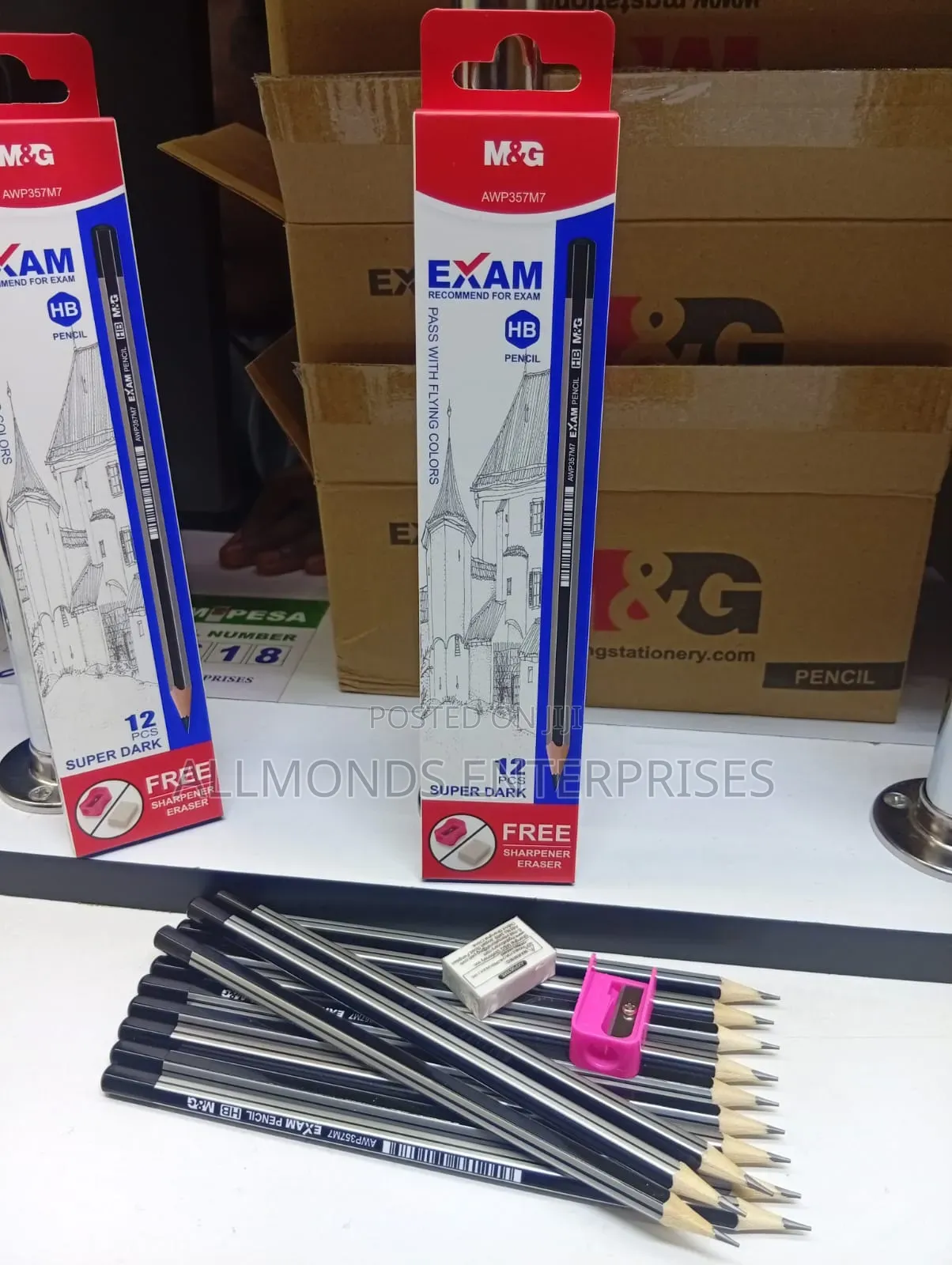 A Packet of 12pcs M G Super Dark Hp Pencil- Free Eraser and Sharpener
