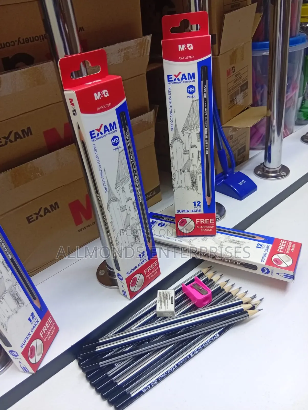 A Packet of 12pcs M G Super Dark Hp Pencil- Free Eraser and Sharpener