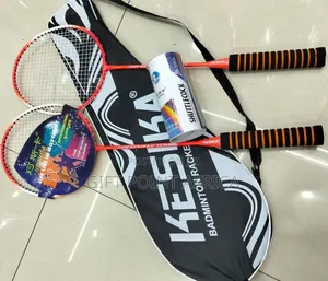 A Pair Of Badminton Rackets With Shuttle S And A Bag Carrier