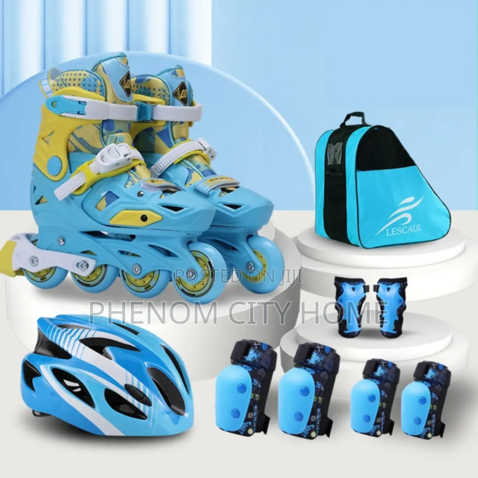 Skating Shoe With Guard and Helmet