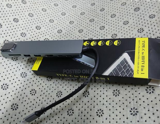 Type C to HDTV 8 in 1 Hdmi Usb-C Hub Adapter Fast Ethernet/Rj-45 Port