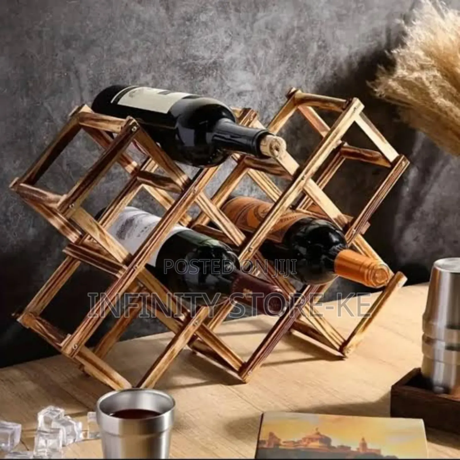 10 Slots Wooden Wine Bottle Holder