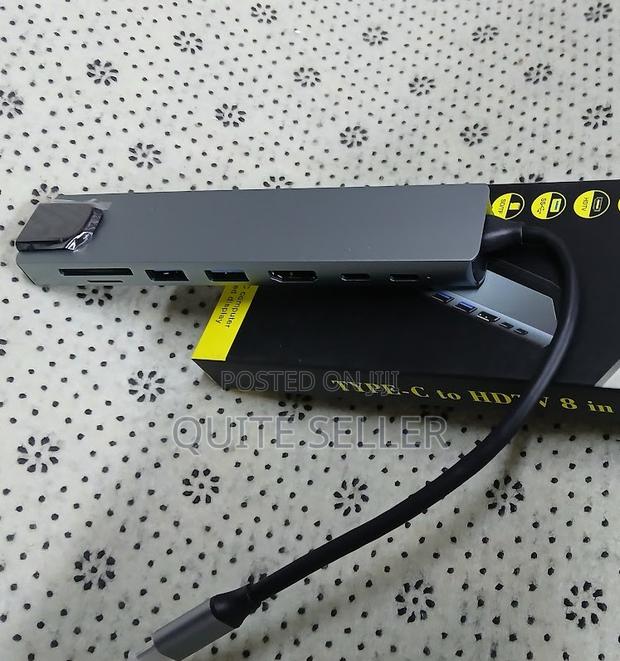 Fast Ethernet/Rj-45 Type C to HDTV 8 in 1 Adapter Hdmi Compatible