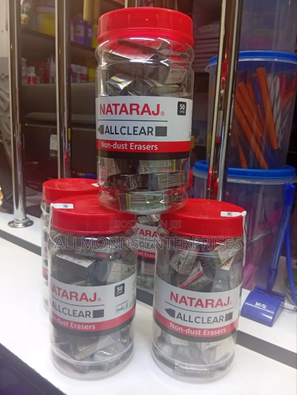 A Tin of 50 Pieces Nataraj Black Non Dust/ Dust Eraser.