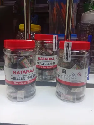 A Tin of 50 Pieces Nataraj Black Non Dust/ Dust Eraser.