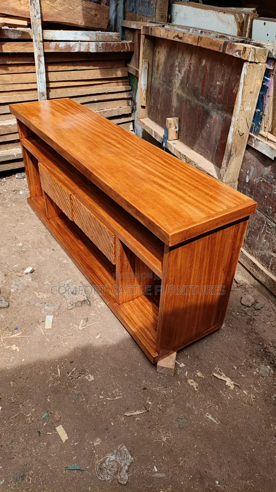 Elevated Mahogany Tv Stand