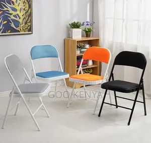 Home Chair; Modern Leather Folding Dining Chair - Durable Metal Frame