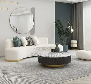 Home Sofa; Curved Fabric Sofa Space-Saving Design for Small Apartments