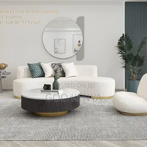 Home Sofa; Curved Fabric Sofa Space-Saving Design for Small Apartments