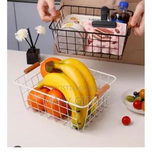 Multipurpose Classy Metallic Mesh Basket Wooden Handle