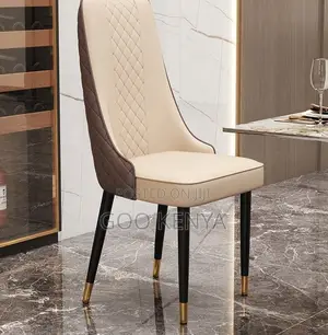 Home Chair; Nordic Dining Chair With Leather Upholstery and Metal Legs