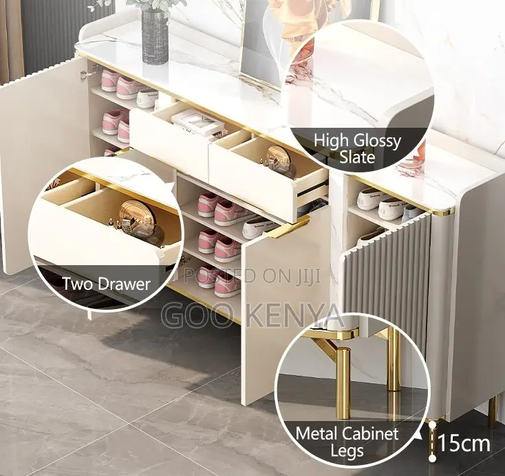 Home Cabinet; Modern Shoe Rack With Clean Lines and MDF Construction